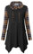 Amrto Langarm Damen Tunika Turtleneck Asymmetrische Saum Damenblusen Hoher Kragen Shirts Tops Lange Hemd Pullover Blusen & Tuniken Longpullover für Frauen, Schwarz & Khaki Kariert S