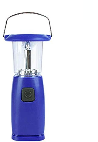Lámpara solar LED con manivela de mano, linterna de dínamo al aire libre, camping, senderismo, equipo de caza (azul)