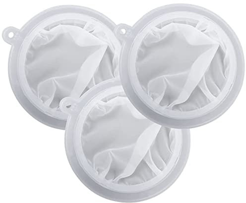 Filtre Tamis 200 Mesh, 3 Pièces Filtres à Entonnoir de Cuisine, Filtre Nourriture, Filtre à Tamis Fin, Filtre à Mailles en Nylon pour Jus, Lait, Café, Vin (200/300/400 Maille)