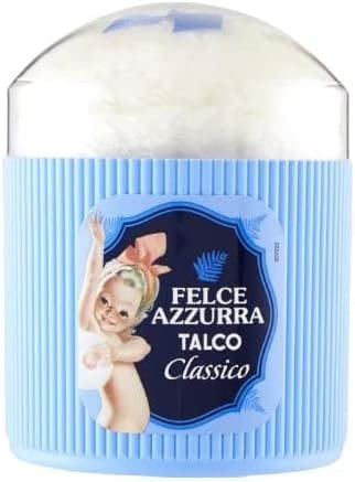 6x Paglieri Felce Azzurra Talco Classico con Piumino Body Powder Classic Talc with Sponge 250 g + Italian Gourmet polpa 400g