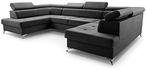 Fabryka Mebli Idźczak Schlafsofa Sofa Madryt Super Couch Ausklappbares Sofa Schlaffunktion Bettkasten - Kissen Bettzeugbehälter Hilfsautomat - Wohnzimmer Gästezimmer Modern Design (Vena 20)
