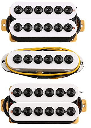 LYWSMSK Humbucker-Tonabnehmer im Invader-Stil, Single-Coil-Tonabnehmer-Set, Hals & Mitte und Steg, N/M/B (HSH, Weiß), 3-teilig