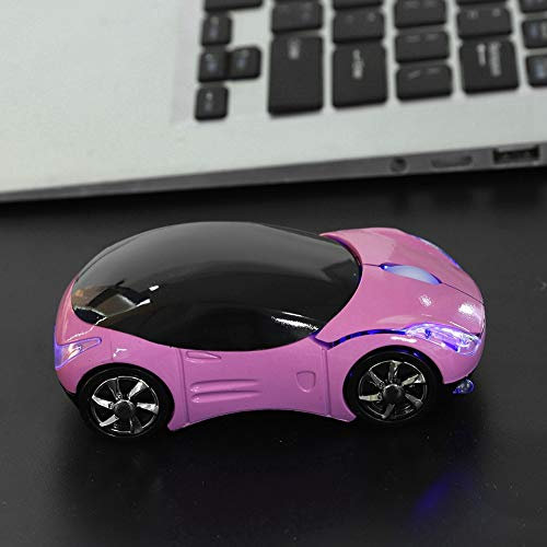 FOSA Souris optique sans fil 2,4 GHz en forme de voiture de sport 3D, mini souris ergonomique à petites mains avec récepteur USB, souris de voiture de dessin animé 1600 DPI pour ordinateur portable,