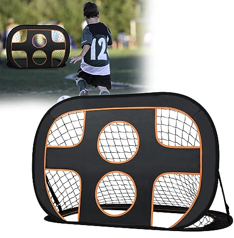 HENGMEI Fussballtor 2 in 1 Fussball Rebounder Kickback Rückprallwand Netz Faltbar Fußball Tor mit Torwand, Pop-up Fußballtore mit Tragetasche, 120 x 80 x 80 cm