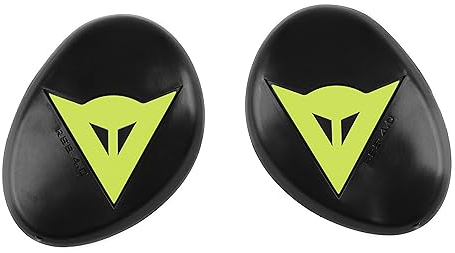 Dainese - Knee Slider Rss 4.0, Saponetta Ginocchio per Moto, Ricambio Protezione Ginocchio Moto, Unisex, Nero/Giallo Fluo, N
