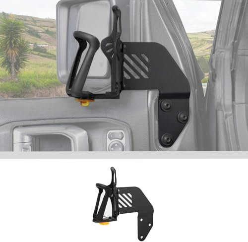JWWY for Jeep JL Front Door Cup Holder Drink Holder on Driver's Left Side Beverage Rack for 2018-2025+ Jeep Wrangler JL JLU & Gladiator JT 4xe Interior Accessories Alloy