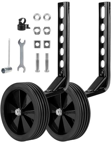 SWAWIS Stützräder für Fahrrad Kind, Hilfsräder für Kinder mit Glöckchen, Stärkerer Version Stützräder für Kinderfahrrad, Hilfsrad Kinderfahrrad, Bike Training Räder, Schwarz