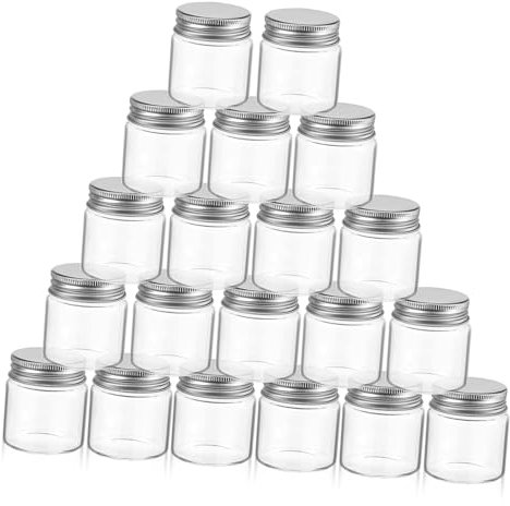 BESTonZON 20 Piezas 20 Mini Botes De Cristal Con Tapa Hermética 47 * 50 50ml Frascos De Vidrio Con Tapa Botellas De Vidrio Con Tapa Tarro De Jarras De Vidrio Con Cubierta Botella De Budín