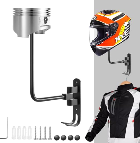 motofans Support mural pour casque de moto, en alliage d'aluminium, piston argenté (1 pièce)
