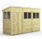 Powersheds High Grade Premium Pressure Treated Pent Double Door Shed Garden Wooden Shed with Heavy Duty Frame, Door & Window Flexibility made from Extra Thick Timber & Toughened Glass (12x4)