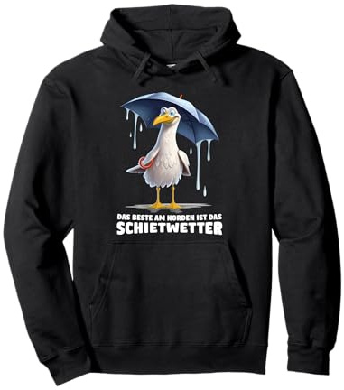 Schietwetter Spruch – Möwe Norden Meer Küste Lustig – Dark Pullover Hoodie