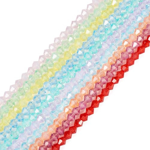 Craftdady 840 cuentas de cristal facetadas de cristal biicono de color arcoíris para joyería, pulsera, correa de teléfono