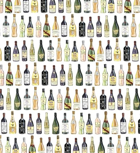 Wine Wrapping Paper. Wine Bottle Wrapping Paper, Hand Painted Classic Wine and Champagne Bottles