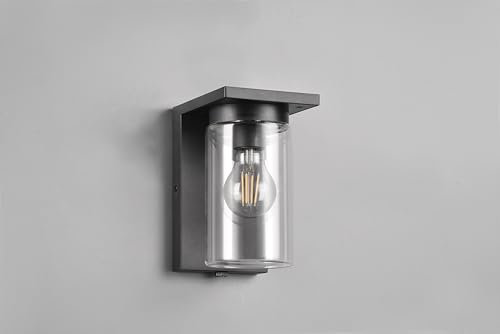 lightling Wandlampe Ariana mit Dämmerungssensor, Ein- und Ausschalter, Wandmontage, Outdoor IP44, exkl. 1 x E27 max. 40W, Höhe 19 cm, Breite 11 cm, Druckguss Aluminium, schwarz matt