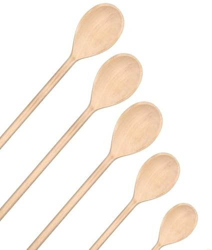 Wooden Spoon Large Personalised Big Serving Spoons for Cooking Baking Mixing Huge Stirring Curry Spatula Giant Long Handled Wood Ladle Chefs Kitchen Utensil Multipurpose Use Rice Paddle (Pack of 5)