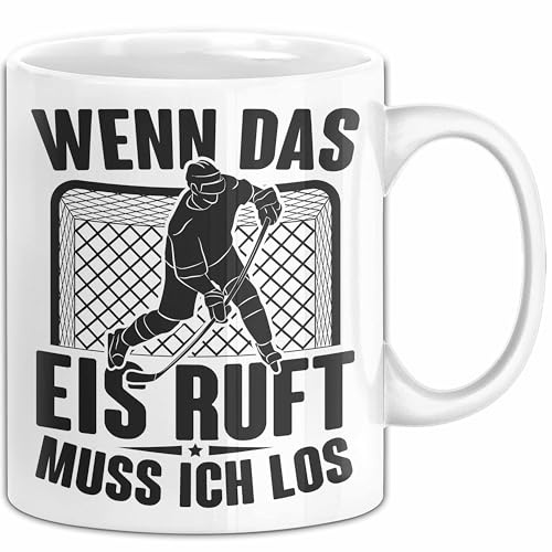 Eishockey Spieler Geschenk Tasse Vintage Ice Hockey Retro Hockey Wenn Das Eis Ruft Muss Ich Los (Weiß)