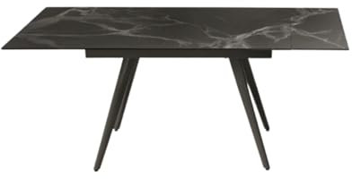 MONDO VIRO Ausziehbarer Tisch in Marmoroptik Elettra mit zwei Verlängerungen 120 x 80 cm 75 h (Platte aus schwarzem Marmor matt/schwarzer Sockel)