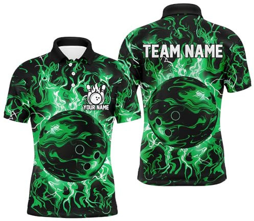 vhasport Green Camo Bowling Ball Mens & Womens Bowling Shirts Custom Bowling Jerseys, Bowl Gifts for Men & Ladies N7628