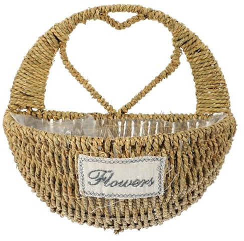 ORFOFE -Panier à Fleurs Suspendu en Forme de Cœur en Matériau de Paille pour Bureau Salon Jardin