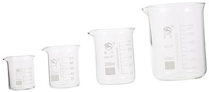 Alipis Paquete de 4 Vasos de Vidrio Resistentes al Calor con Escala para Cócteles Laboratorios Científicos Uso Doméstico