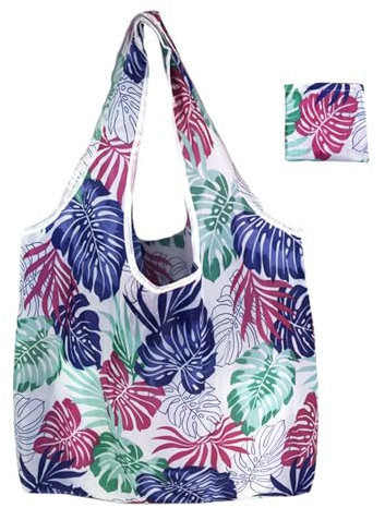 JOERBABU Tasche für Damen, faltbare Einkaufstasche, wiederverwendbare und praktische Tasche, stilvolle und praktische Tasche mit großer Kapazität, leicht für Lebensmittel, Bananenblatt, Polyester