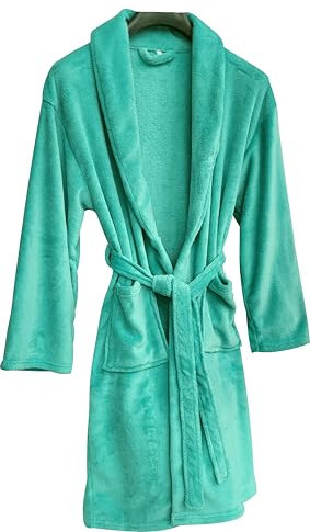 Bademantel Unisex Microfaser Saunamantel Morgen Supersoft Fleece Cashmere Touch Mantel Damen & Herren viele Farben und Größen (DE/NL/SE/PL, Alphanumerisch, S, M, Regular, Regular, Türkis)