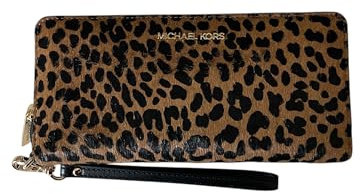 Michael Kors Jet Set Travel Large Signature Continental Wallet, Leopardenmuster, Kalbshaar