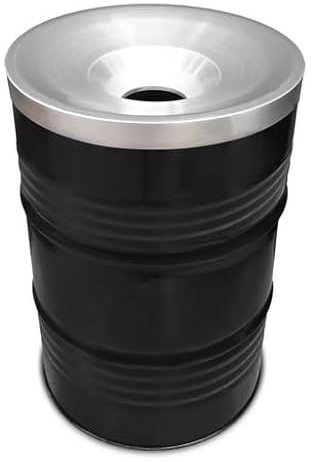 Barrelkings - Poubelle avec Couvercle ignifugé - 200L - Tonneau Metal - Poubelle Metal - Baril Déco
