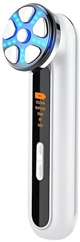 Radiofrecuencia Facial Profesional - Aparato de Radiofrecuencia para Cara y Cuello con Tecnología EMS y Luces LED - Limpiador Facial Electrico - Masajeador Antiedad y Anti Flacidez