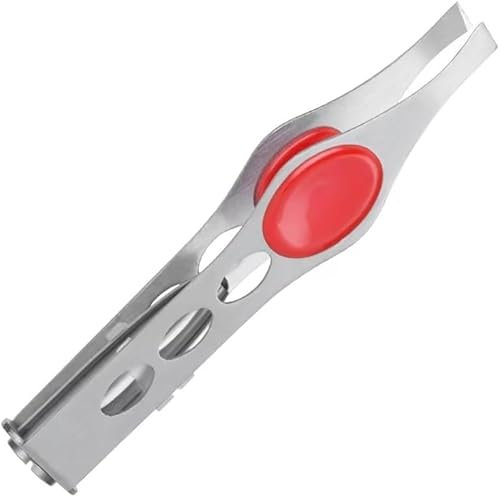 1 pinza con luz LED para depilación, herramienta de maquillaje, cejas, pestañas, recortadora de pestañas, herramientas para cejas, recortadora redonda, recortadora redonda, encarnada para pinzas,