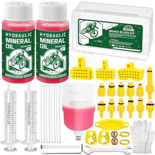 JEDWKFA 36pcs Kit Purgado Frenos para Shimano, Kit de Purga de Freno para Bicicleta, Incluye Aceite Mineral de Alto Rendimiento hidráulico para Frenos de Disco (120 ml)