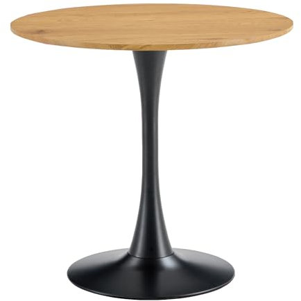 Kondela Esstisch Rund – Ø 80 cm, Kompakter Küchentisch – Braun/Schwarz – Moderner Esszimmertisch, Perfekter Tisch für Esszimmer, Küche, Wohnräume im Minimalistischen Stil – Dining Table REVENTON