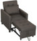 HOMCOM Sofá Cama de 1 Plaza 3 en 1 Sofá Cama Tapizado en Lino con Respaldo Ajustable de 3 Niveles y Almohada Acolchada para Oficina Dormitorio Salón 69x82,5x84 cm Marrón Oscuro