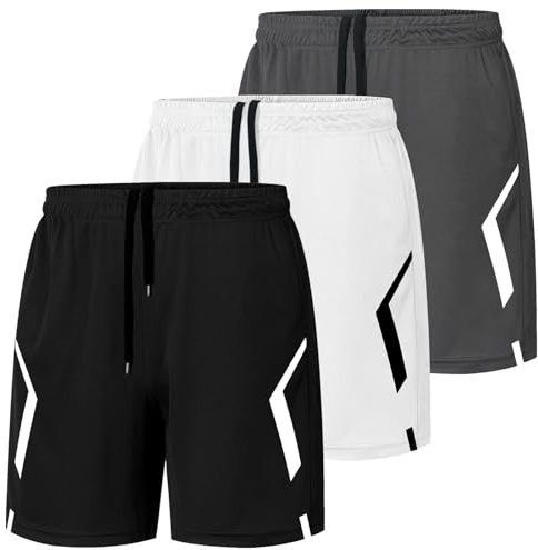KENAIJING 3er-Pack Sporthose Herren Schnelltrocknend mit Taschen Sommer
