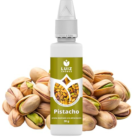 LUIZ AROMAS | Aroma Pistacho - Aroma Alimentario en Gotas para dulces de Hornear, Pasteles, Bizcochos y Tartas | Producto Vegano sin Calorías y sin Azucar | Producto 100% Italiano (30g)