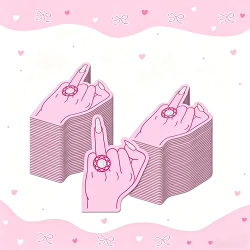 Tourima 20 Mittelfinger Deko Rosa, JGA Accessoires für Frauen Set | 20 rosa Mittelfinger-Motive mit Ringdesign sorgen als freche JGA Deko für Lacher und bringen Schwung in jede Frauenparty.