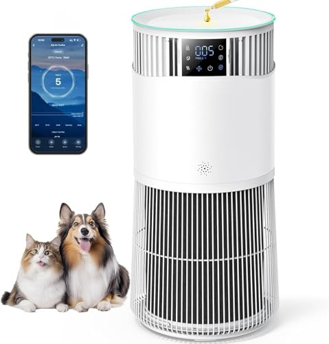P2 Purificador de Aire Inteligente para Mascotas con Filtro HEPA, Purificador con control por APP – elimina el 99,98% de alérgenos, humo, polvo, polen y olores de mascotas. Incluye modo de viento