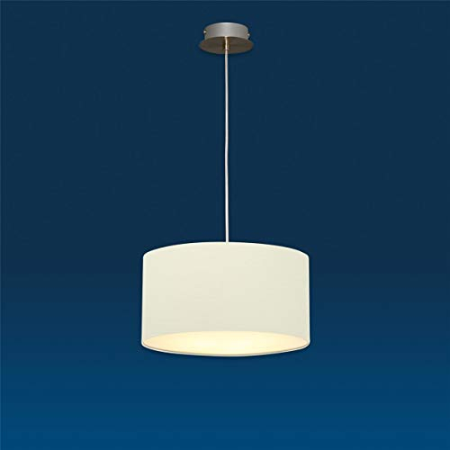 Lampenlux Pendelleuchte Nero Beige Hängeleuchte Bauhaus Höhenverstellbar Nickel Satiniert Lichtdurchlässige Folie Robust Hängelampe Pendellampe Ø60cm