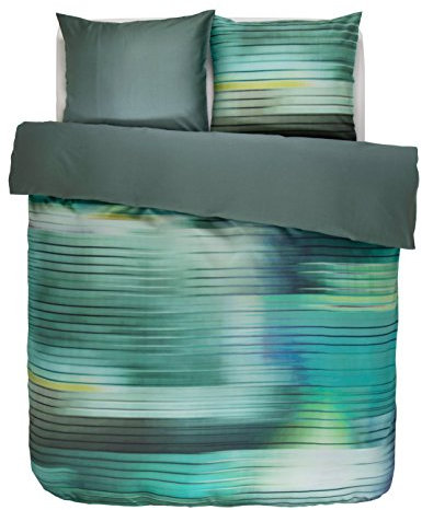 ESSENZA Bettwäsche Set Fais Green Wendeoptik Satin Streifen Design, Größe:200 cm x 200 cm