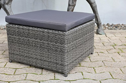 Destiny Fußhocker Loft Grau Kubus Cubus Hocker Polyrattan