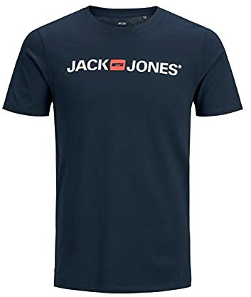 Jack & Jones Homme Jjecorp Logo Tee Crew Neck Noos T shirt, Blau (Navy Blazer Detail: Slim Fit), L EU