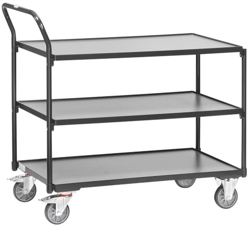 fetra Tischwagen, 3 Etagen, 300 kg, B850 x T500 mm, grau
