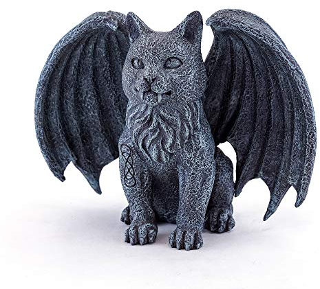 Top Collection Medieval Gargoyle Statue with Celtic Infinity Knot Tattoo - Hand Painted Winged Cat Sculpture with Stone Finish Look- 5-Inch Collectible Gothic Fantasy Figurine