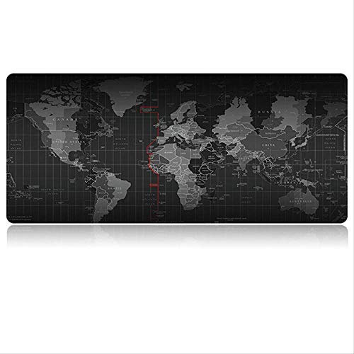 Dhsbd Gelkissen Gaming Mauspad - 60x30 / 70x30 / 80x30 / 80x40 / 90x40 cm Weltkarte Verriegelungsrand Mauspad Gamer - Große Computer-Tastaturmatte - Tisch Gaming Mousepad 60x30 cm