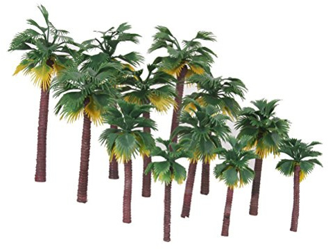 Toyvian Layout Rainforest Plastic Palm Trees Figure Diorama Scenery - 12pcs