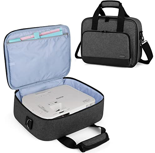 LUXJA Projector Case, Projector Bag with Accessories Storage Pockets (Compatible with Most Major Projectors), Medium(13.75 x 10.5 x 4.5 Inches), Black