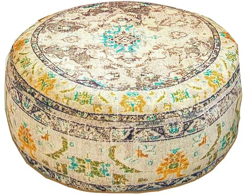 Mandala Life ART Bohemian Yoga Dekor Boden Kissenbezug - 60x20 cm - Runder Meditation Kissenbezug - Bedruckter Baumwollte Hocker