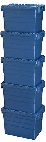 Logiplast 5 Stück Kunststoffkisten mit Deckel 60 x 40 x 41,6 cm Aufbewahrungsbox in Industriequalität