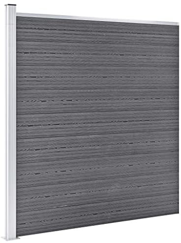 vidaXL WPC Zaun Set 4 Quadrate 1 Schräge Sichtschutzzaun Lamellenzaun Gartenzaun Windschutz Sichtschutz Zaun Steckzaun Systemzaun Garten 792x186cm Grau