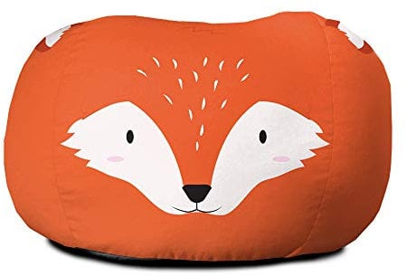 rucomfy Beanbags Kids Animal Printed Bean Bag Chair. Pre Filled Safe Toddler Bedroom Seat Comfy Children Playroom Furniture Decor. Machine Washable (Fox, Medium, Beanbag Only)